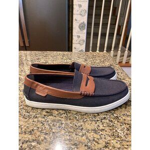 Cole Haan Navy and Brown Canvas Men’s Nantucket Loafers Size 9.5. NWOT